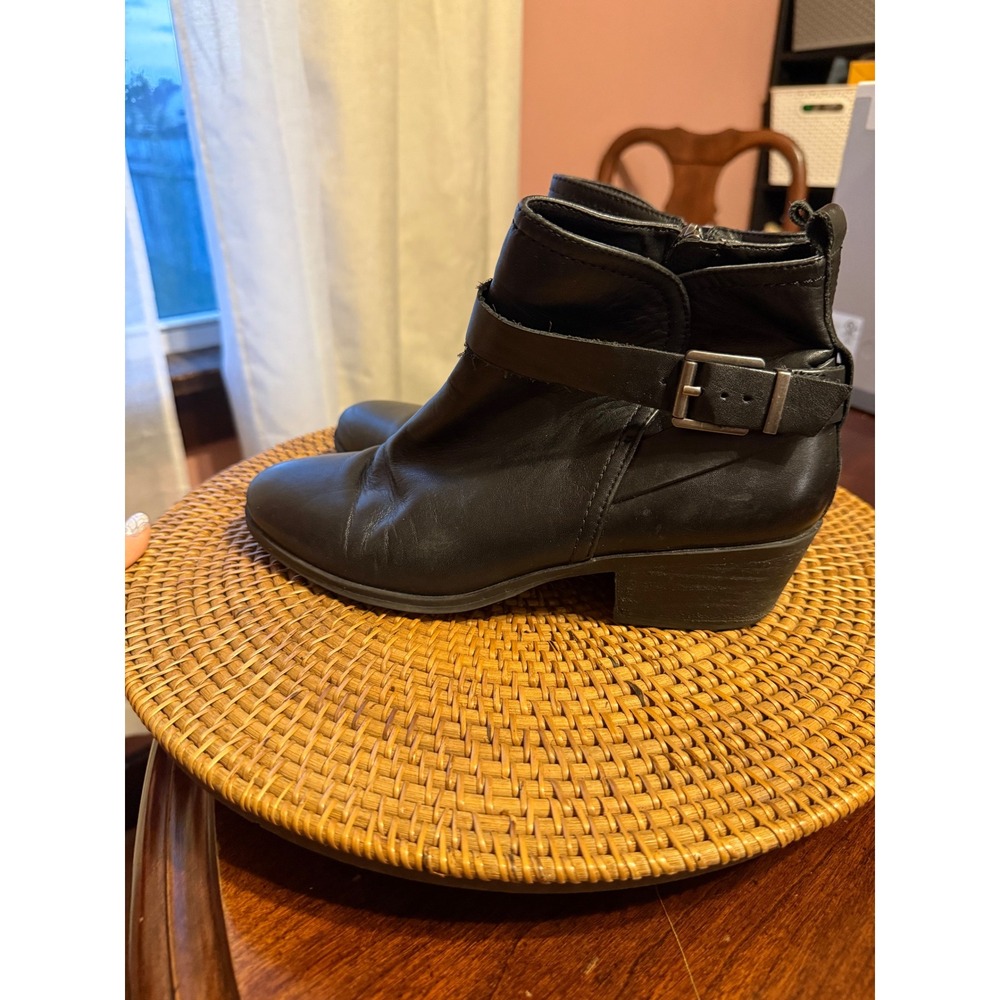 Vince Camuto Black Leather Buckle Ankle Boots Moto Booties Women 8.5 M
